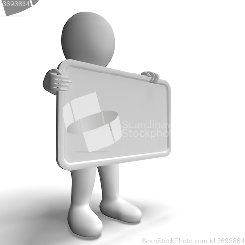 Image of White Blank Sign With Copyspace Including 3d Character
