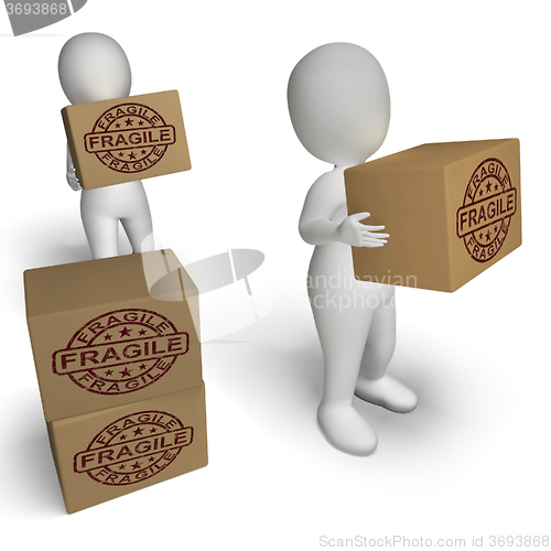 Image of Fragile Stamp On Boxes Showing Breakable Or Delicate Products