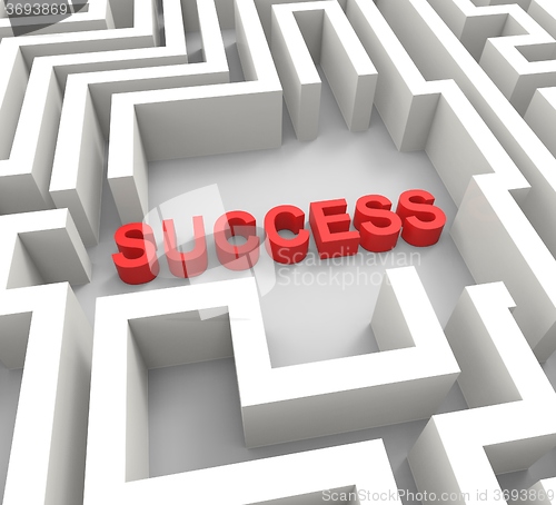 Image of Success In Maze Shows Puzzle Achievement