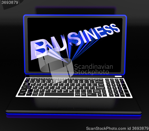 Image of Business On Laptop Shows Online Managing
