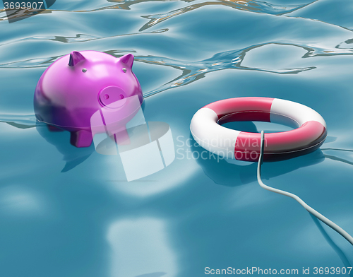 Image of Piggy With Lifebuoy Shows Life Savings Protected