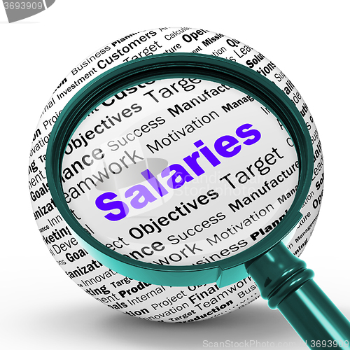 Image of Salaries Magnifier Definition Means Employer Earnings Or Incomes