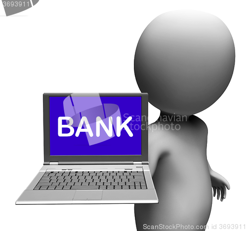 Image of Bank Laptop Shows Internet Payments Or Electronic Banking Online