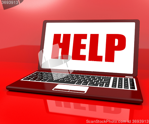 Image of Help On Laptop Shows Customer Service Helpdesk Or Support