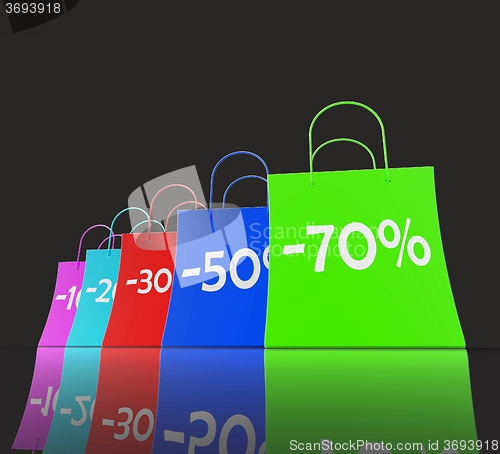 Image of Percent Reduced On Shopping Bags Shows Bargains