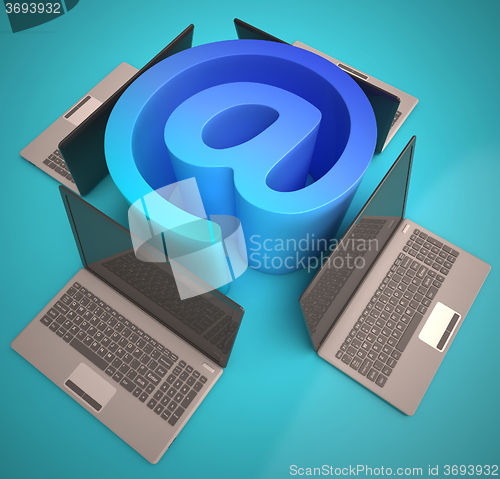 Image of At Sign Laptops Shows Email on Web