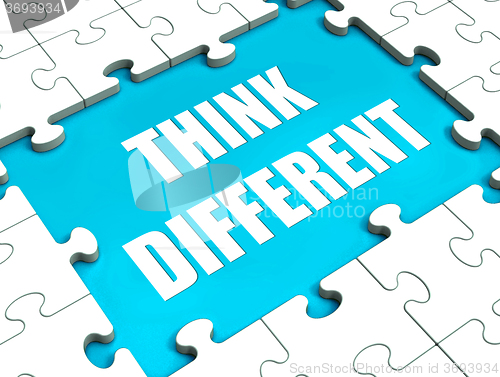 Image of Think Different Puzzle Shows Thinking Outside the Box