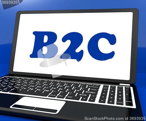 Image of B2c On Laptop Shows Business To Customer Or Consumers