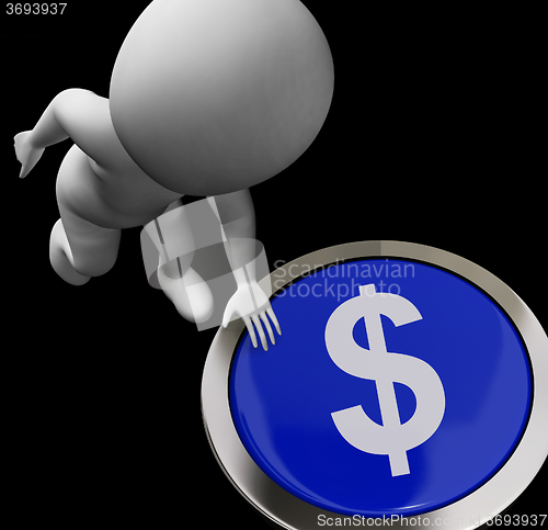 Image of Dollar Symbol Button Shows Money Or Investments