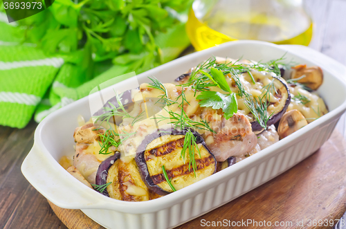 Image of eggplants with meat and cheese