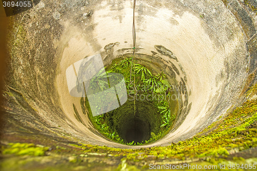 Image of old, deep, medieval well of a castle