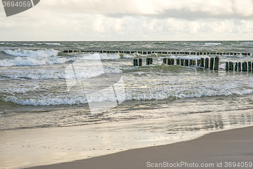 Image of Baltic Sea with groyens and surf