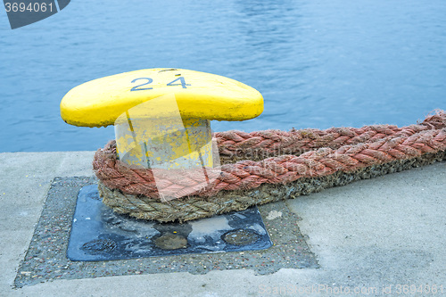 Image of Bollard with mooring lines 