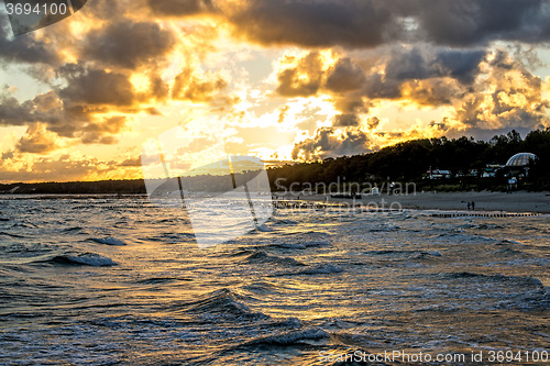 Image of Baltic Sea in Poland, beach of Ustka during sunrise