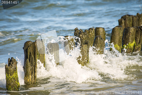 Image of Baltic Sea with groynes and surf