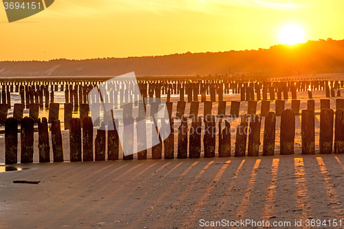 Image of Sunrise over the Baltic Sea with groynes