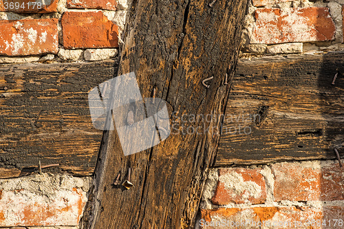 Image of brick wall of an old frame house