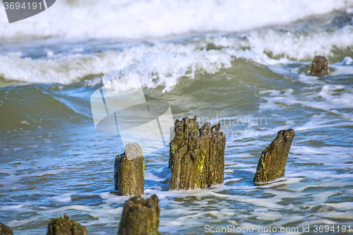 Image of Baltic Sea with groynes and surf
