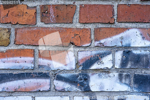 Image of  old brick wall with graffitti