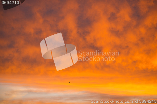 Image of sky with red clouds during sunrise