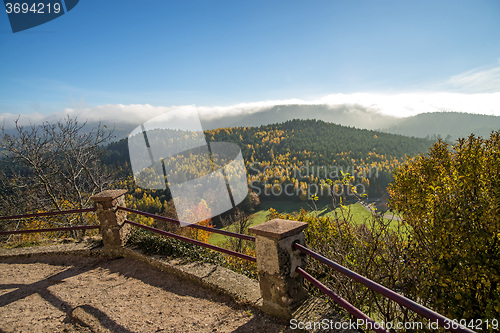 Image of View to the atumnal painted forest of the Vosges, Alsace, France