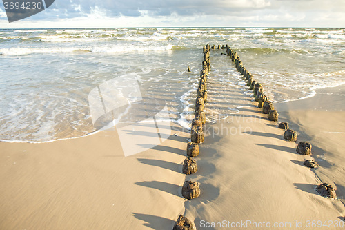 Image of Baltic Sea with groynes and surf