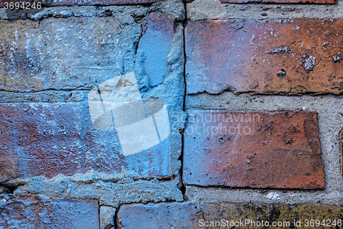 Image of  old brick wall with graffitti