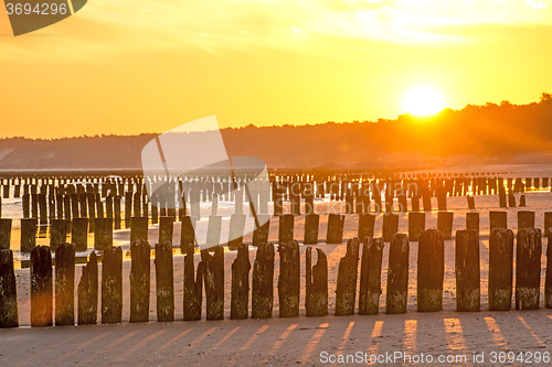 Image of Sunrise over the Baltic Sea with groynes