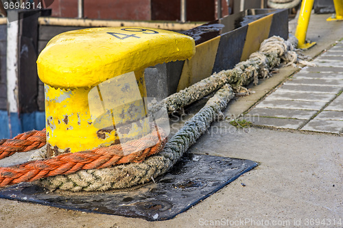 Image of Bollard with mooring lines 