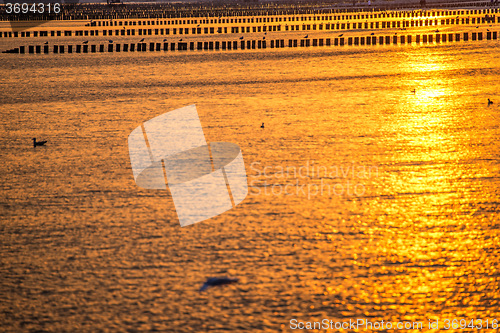 Image of Sunrise over the Baltic Sea with groynes