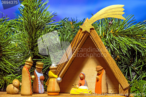 Image of Crib, Christmas decoration with figures