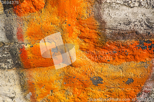 Image of old wall painted with orange color