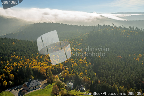 Image of View to the atumnal painted forest of the Vosges, Alsace, France