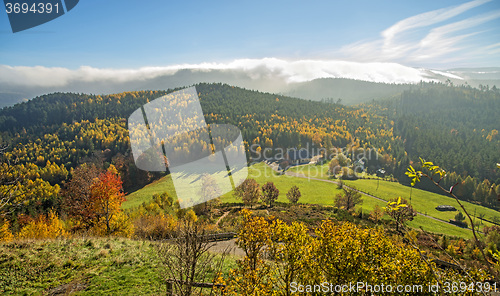 Image of View to the atumnal painted forest of the Vosges, Alsace, France