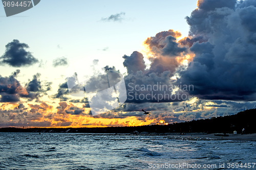 Image of Baltic Sea in Poland, beach of Ustka during sunrise