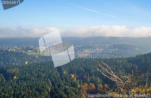 Image of View to the atumnal painted forest of the Vosges, Alsace, France