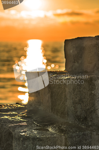 Image of Sunset over the ocean