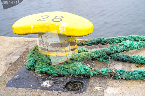 Image of Bollard with mooring lines 