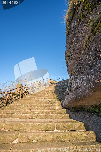 Image of steps up to the Rock of Dabo, France