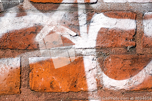 Image of  old brick wall with signs