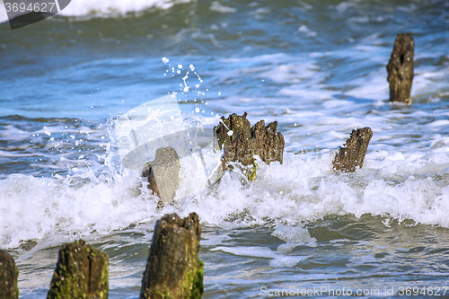 Image of Baltic Sea with groynes and surf