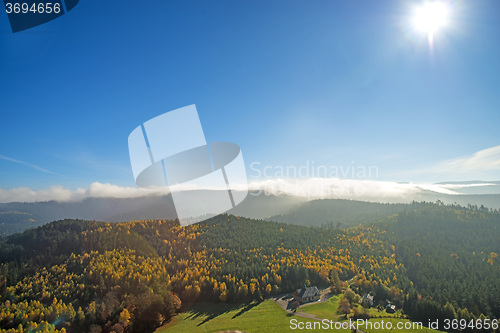 Image of View to the atumnal painted forest of the Vosges, Alsace, France