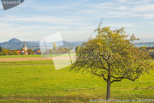 Image of country idyll with view to German highlands