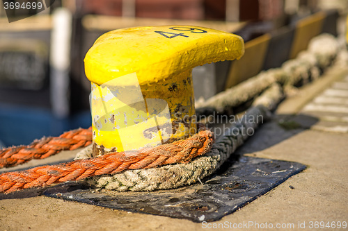 Image of Bollard with mooring lines 