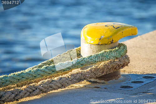 Image of Bollard with mooring lines 