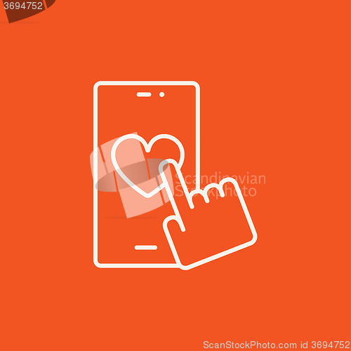 Image of Smartphone with heart sign line icon.