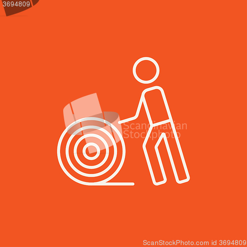 Image of Man with wire spool line icon.