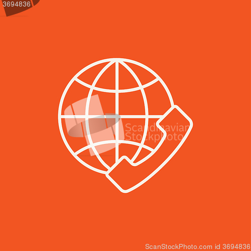 Image of Global communications line icon.
