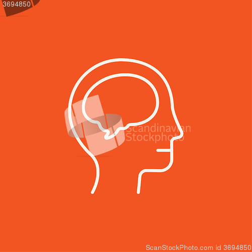 Image of Human head with brain line icon.