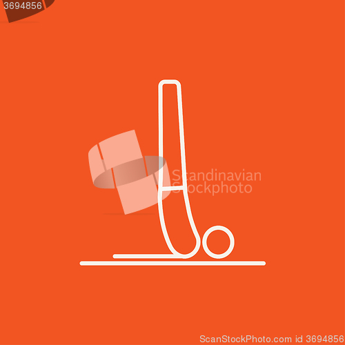 Image of Man practicing yoga line icon.